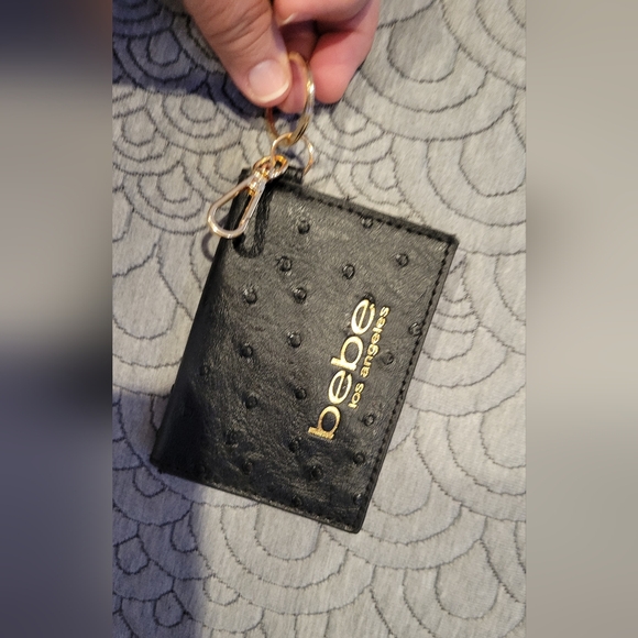 BEBE Handbag with coin purse 14' Ostrich Black - Picture 7 of 9